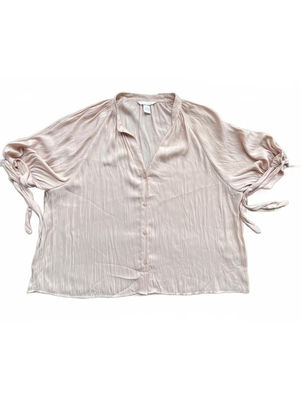Pale Light pink tie sleeve blouse